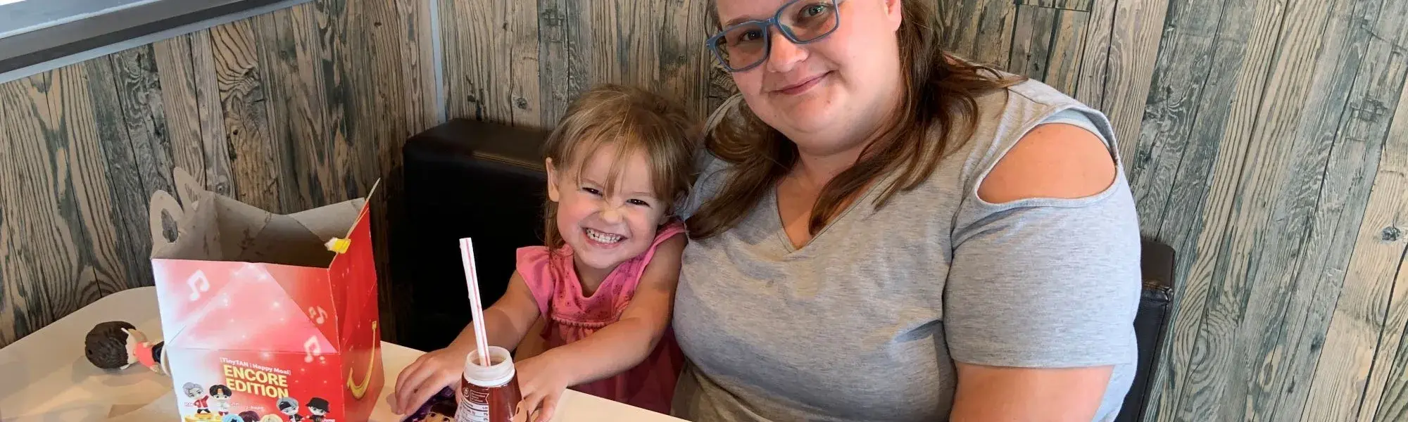Woman and girl at McDonald's