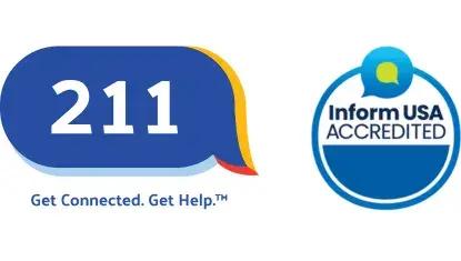 211 logo and Inform USA Accredited symbol
